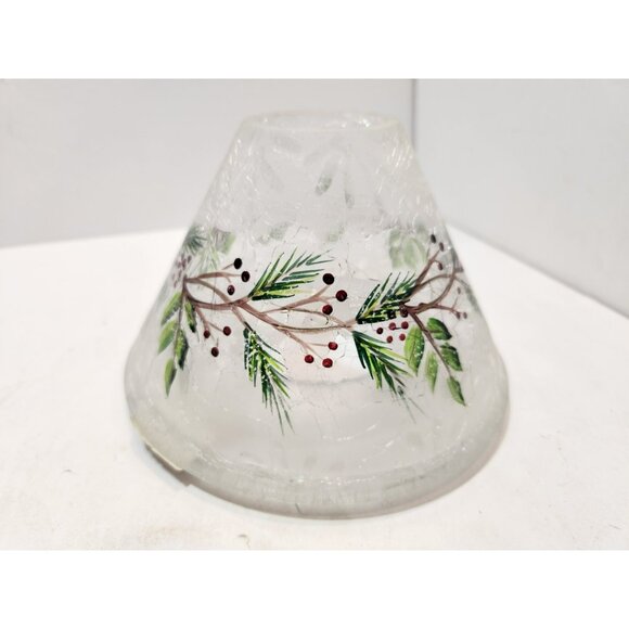 Yankee Candle Crackle Glass Frosted Pine Jar Shade Topper Winter Pine Cones - Picture 6 of 12